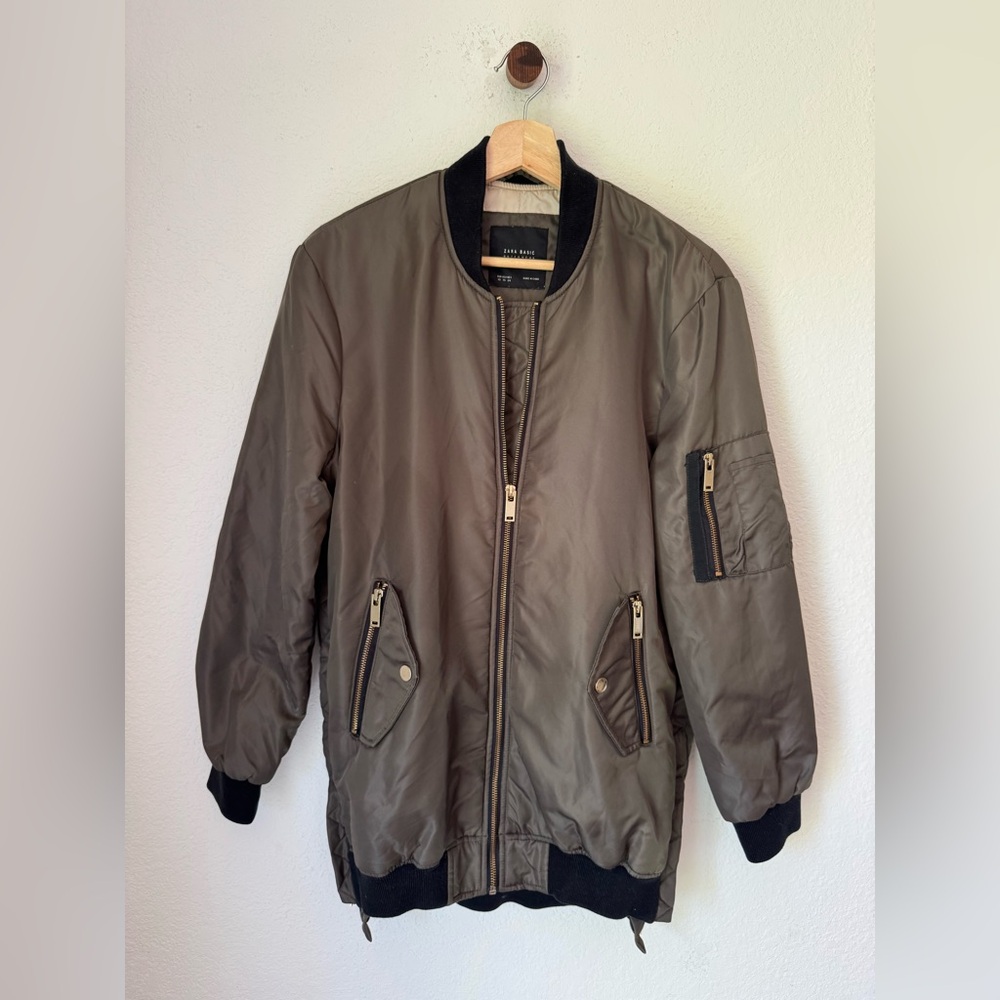 Zara Basic Outerwear Bomber Jacket With Zipper De… - image 1